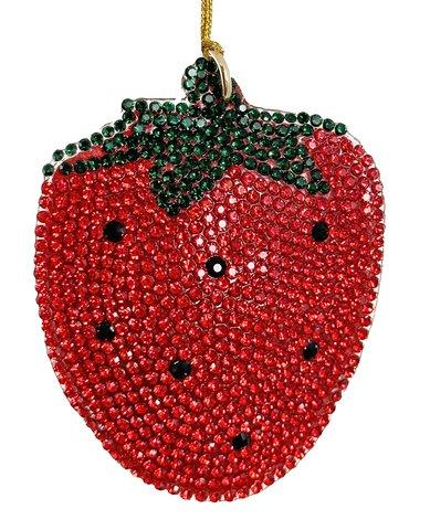 shishi Rhinestone strawberry ornament red green 7cm