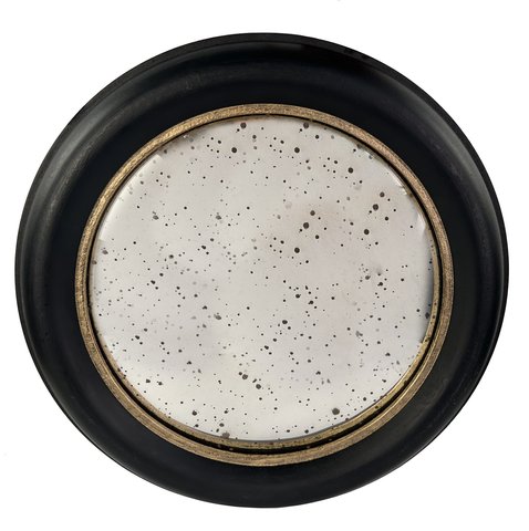 shishi Antique convex mirror wooden frame d32cm