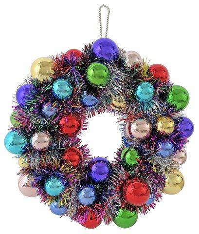 shishi Ball wreath multicolor with tinsel 55cm