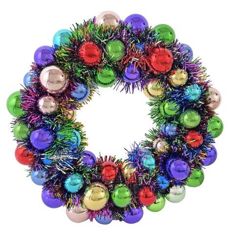shishi Ball wreath multicolor with tinsel 65cm
