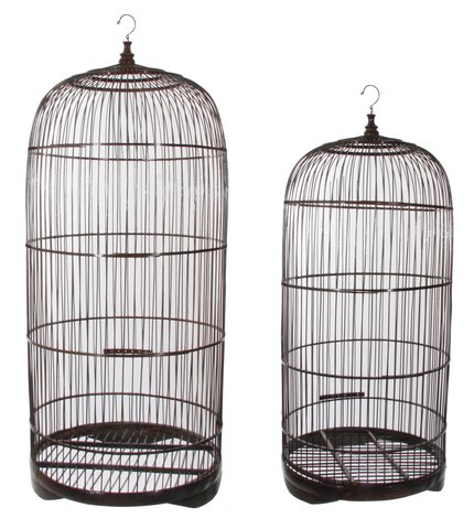 shishi Bamboo cage brown-black set of 2 d40h85;