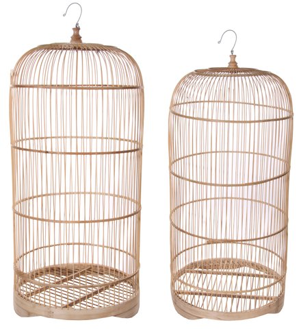 shishi Bamboo cage natural set of 2 d40h85;d45h