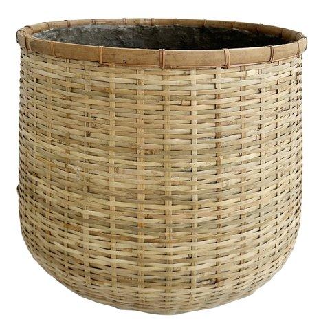 shishi Bamboo planter round with concrete insid