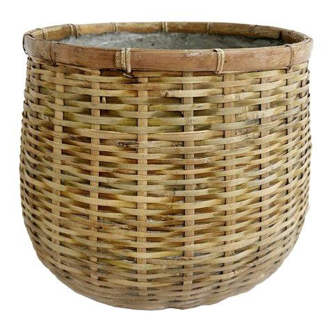 shishi Bamboo planter round with concrete insid