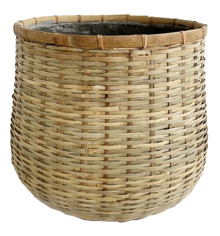 shishi Bamboo planter round with concrete insid