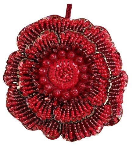 shishi Bead flower ornament red 9 5cm