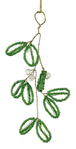 shishi Bead mistletoe ornament green 12cm