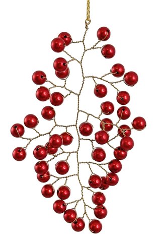 shishi Bead wire leaf ornament red 14cm