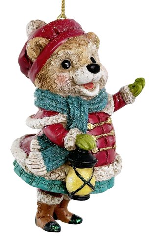 shishi Bear with lantern ornament 9cm