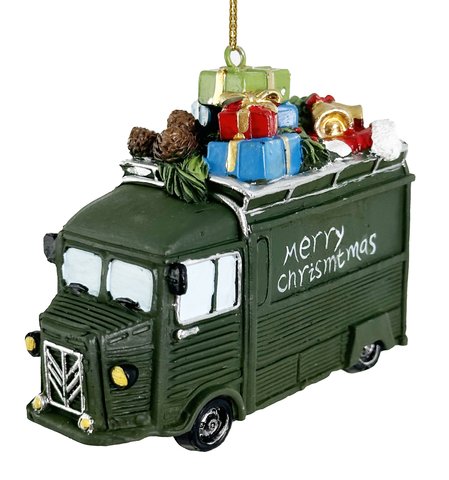 shishi Car green with gifts ornament 9cm