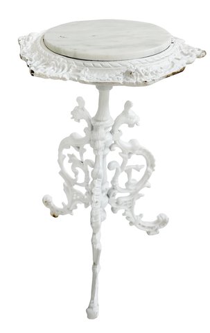 shishi Cast-iron postament with marble top aged