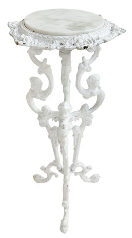 shishi Cast-iron postament with marble top aged