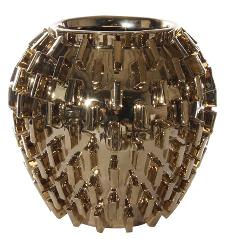 shishi Cera pot w/lines gold gold h23 5cm