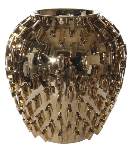 shishi Cera pot w/lines gold gold h29; d16cm