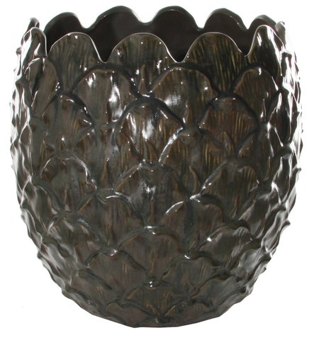 shishi Ceramic cone pot green-brown d32;h32cm