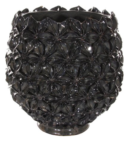 shishi Ceramic floral pot brown d23;h24cm