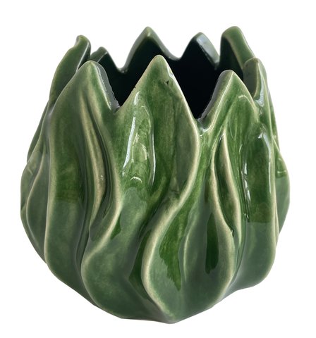 shishi Ceramic leaf pot green d9 5;h10cm