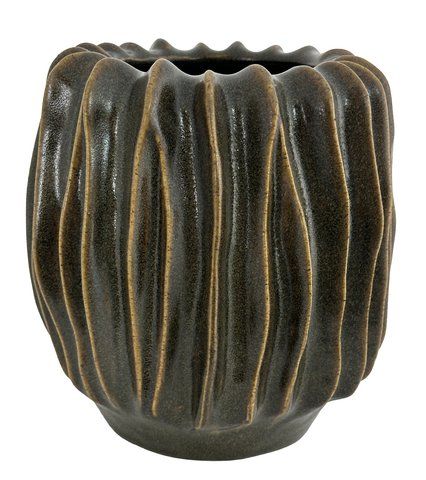 shishi Ceramic lined pot brown d21;h22cm