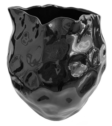 shishi Ceramic organic vase shiny black d27;31c