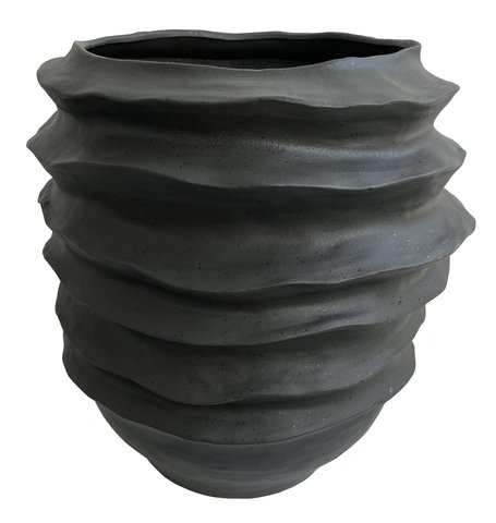 shishi Ceramic pot lined anthracite d44;h46cm