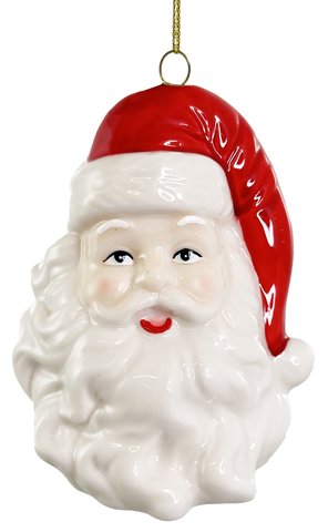 shishi Ceramic Santa head ornament 9cm
