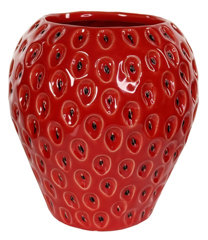 shishi Ceramic strawberry pot red d15 h16cm