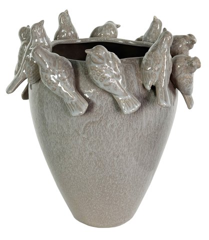 shishi Ceramic vase with birds sand d26;h29cm