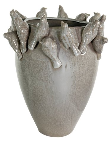 shishi Ceramic vase with birds sand d30;h39cm