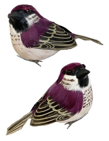 shishi Feather bird on clip purple pink mix2 1