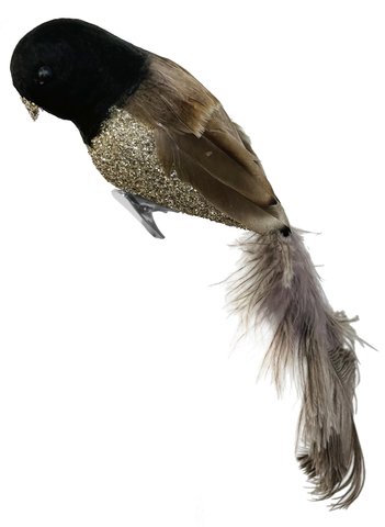 shishi Feather bird silver glass glitter body w