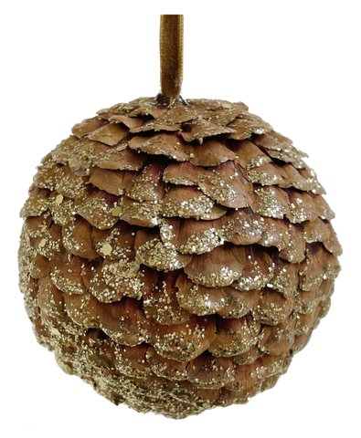 shishi Fir cone scale ball gold glitter 10cm