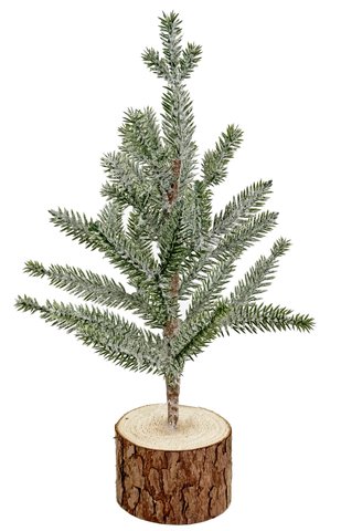 shishi Fir tree iced wooden base 30cm