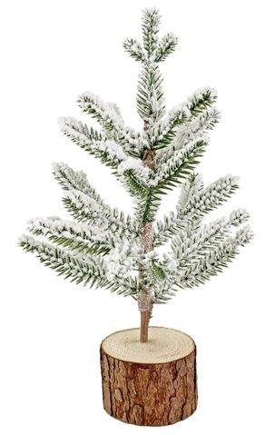 shishi Fir tree with snow wooden base 30cm