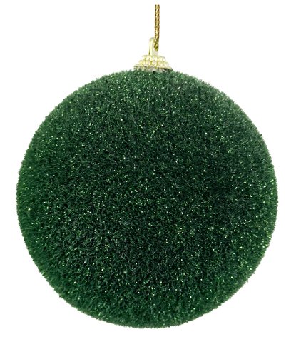 shishi Flocked ball green with glitter 10cm