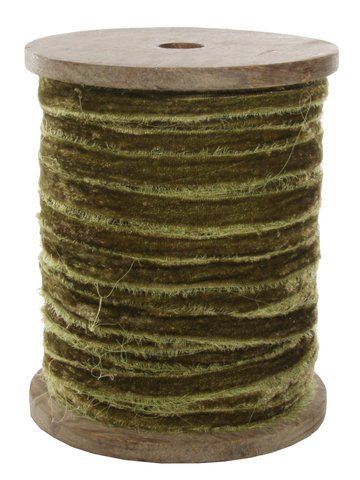 shishi Frayed velvet 15 mm green 50m roll