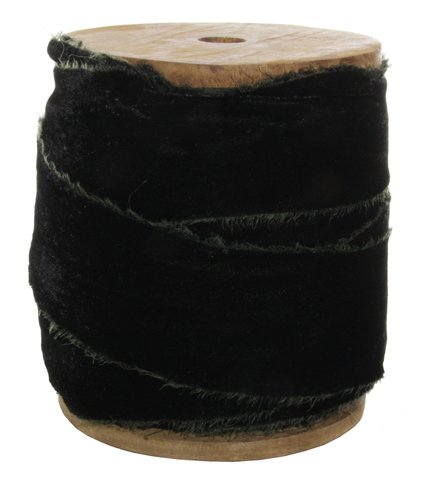 shishi Frayed velvet 50 mm black 25m roll