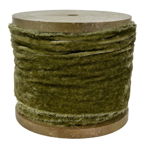 shishi Frayed velvet ribbon 10cm green 10m