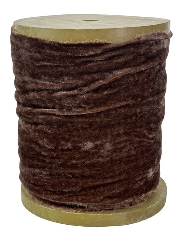 shishi Frayed velvet ribbon 15cm brown 10m