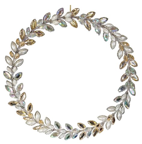 shishi Gem wreath pearls silver glittered 32cm