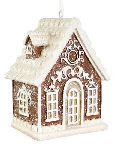shishi Ginger bread house ornament white brown 7cm
