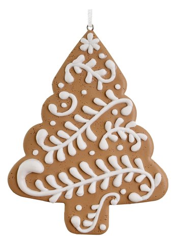 shishi Gingerbread tree ornament brown white 12cm