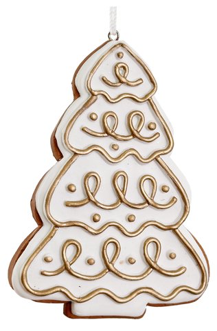 shishi Gingerbread tree ornament white gold 10cm