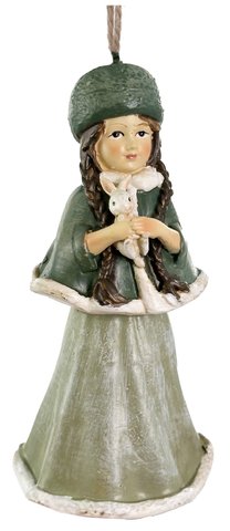 shishi Girl with a rabbit green white 10cm