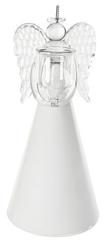 shishi Glass angel holding CH white skirt 15cm