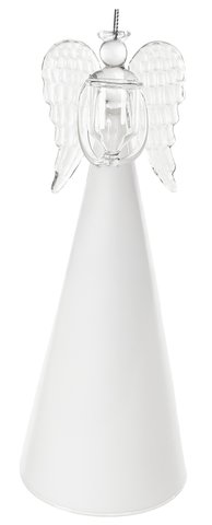 shishi Glass angel holding CH white skirt 25cm