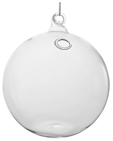 shishi Glass ball clear flat bottom with hole 12cm