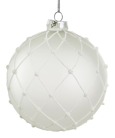 shishi Glass ball clear mat white glitter net 12cm