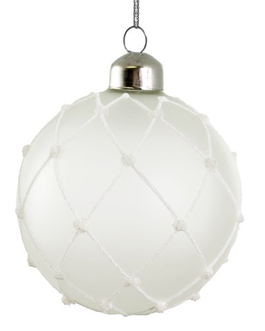 shishi Glass ball clear mat white glitter net 8cm