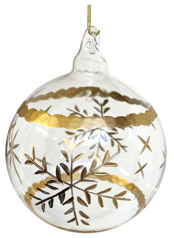 shishi Glass ball clear w/gold cutting snowflak