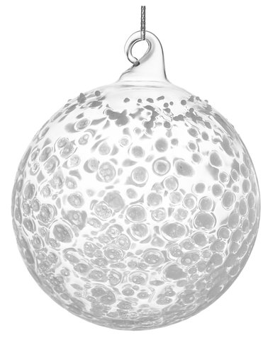 shishi Glass ball clear white dots 12cm